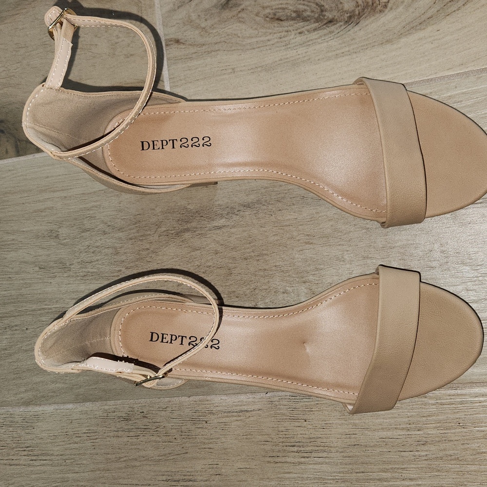 NEW Tan Block Heel Sandals with Ankle Strap